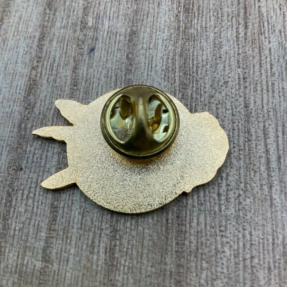 Cloisonne Vintage Enamel Blue Flower Hummingbird Gold Tone Pin - Picture 4 of 5